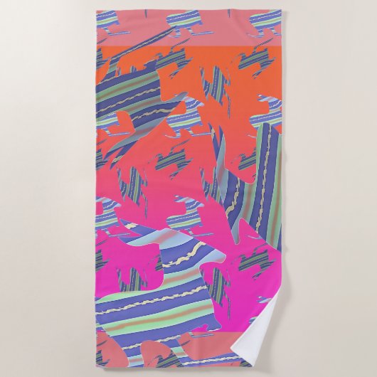 Rainbow Blue Kangaroo Beach Handtuch (Vorderseite)