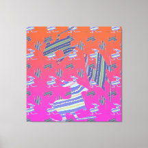 Rainbow Blue Kangaroo Stretched Canvas Print