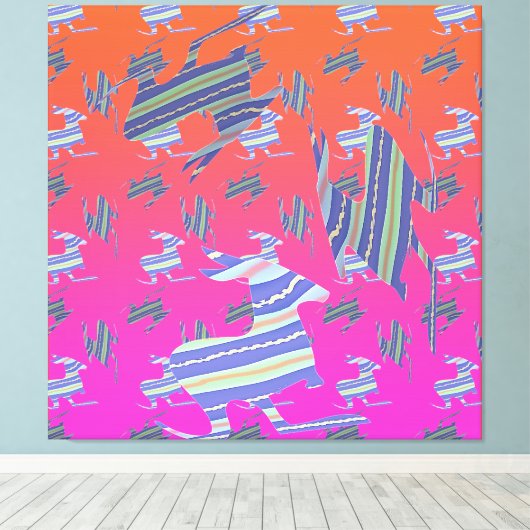 Rainbow Blue Kangaroo Stretched Canvas Print Leinwanddruck (Insitu (Holzboden))