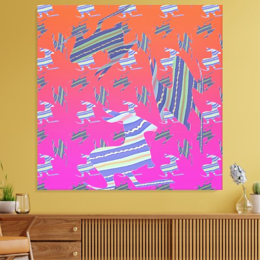 Rainbow Blue Kangaroo Stretched Canvas Print Leinwanddruck (Insitu (Wohnzimmer))