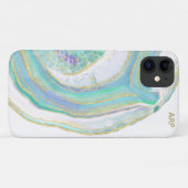 *~* Rainbow Blue Mint Agate Gold Glitzer Pastell Case-Mate iPhone Hülle (Rückseite (Horizontal))