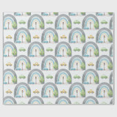 Rainbow Blue mit Autos und Straßenschildern Junge Geschenkpapier (Flach)