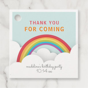Rainbow Blue Sky Kindergeburtstag Vielen Dank Geschenkanhänger