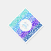 Rainbow Blue Stripes Floral Geburtstag Serviette (Ecke)