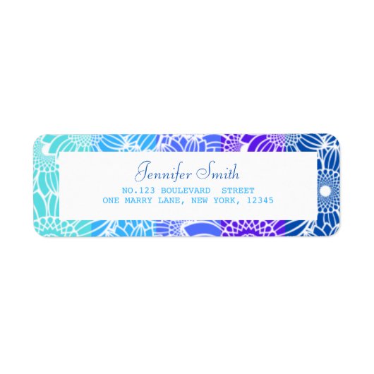 Rainbow Blue Stripes Floral Geburtstagsadresse (Vorne)