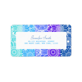 Rainbow Blue Stripes Floral Geburtstagsadresse Adressaufkleber