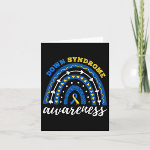 Rainbow Blue Yellow Ribbon Down Awareness Syndrom Karte