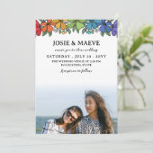 Rainbow Blume 2 in 1 Foto Einladung zur Hochzeit (Stehend Vorderseite)