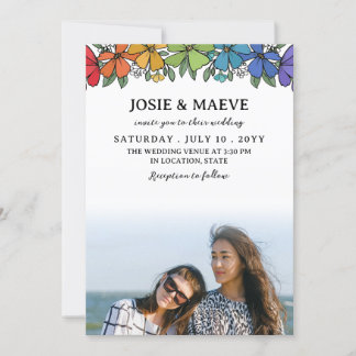 Rainbow Blume 2 in 1 Foto Einladung zur Hochzeit