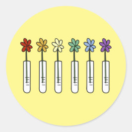 Rainbow Blume and Beaker Scientist Runder Aufkleber