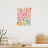 Rainbow Blume Boho Abstrakt Poster (Küche)