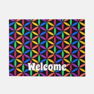 Rainbow-Blume des Lebensmusters Fußmatte