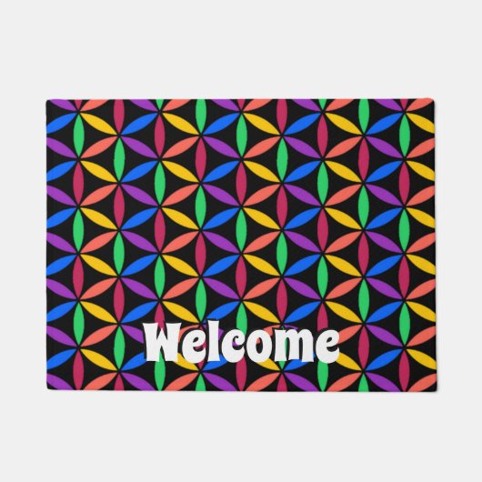 Rainbow-Blume des Lebensmusters Fußmatte (Vorderseite)