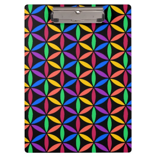 Rainbow-Blume des Lebensmusters Klemmbrett (Vorderseite)