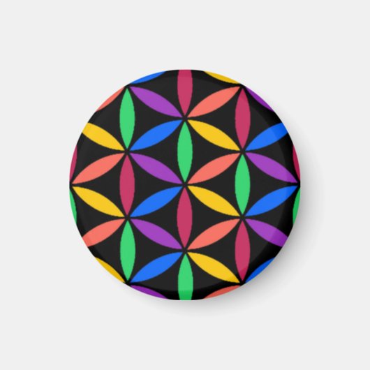 Rainbow-Blume des Lebensmusters Magnet (Vorne)