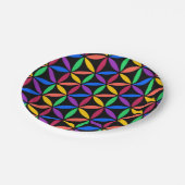 Rainbow-Blume des Lebensmusters Pappteller (Schrägansicht)