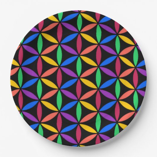 Rainbow-Blume des Lebensmusters Pappteller (Vorderseite)