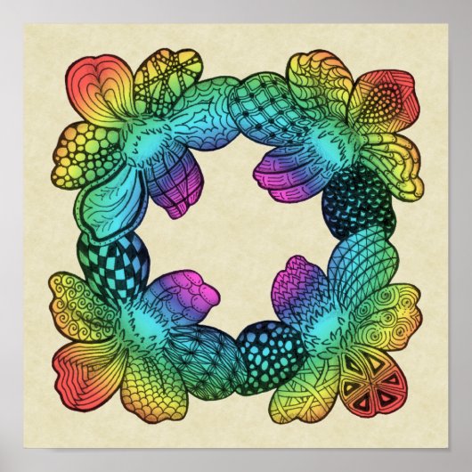 Rainbow Blume Doodle Poster (Vorne)