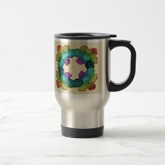 Rainbow Blume Doodle Reisebecher (Rechts)