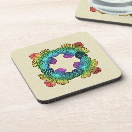 Rainbow Blume Doodle Untersetzer (Linke Seite)