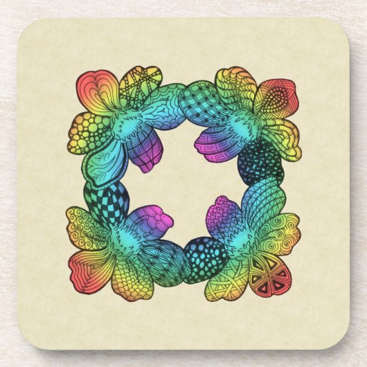 Rainbow Blume Doodle Untersetzer (Vorderseite)