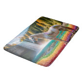 Rainbow Blume Einicorn Grüne Bäume Wasserfall Lake Badematte (Schrägansicht)