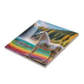 Rainbow Blume Einicorn Grüne Bäume Wasserfall Lake Fliese (Seite)