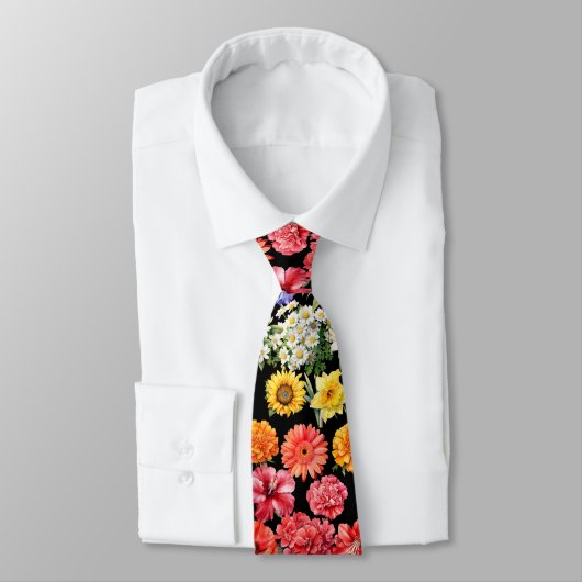 Rainbow Blume Floral Neck Tie Krawatte (Gebunden)