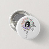 Rainbow Blume Funky Art Button (Vorne & Hinten)