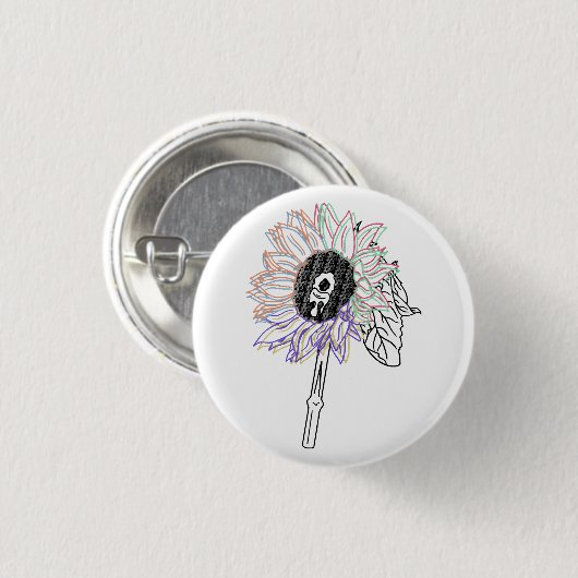 Rainbow Blume Funky Art Button (Vorne & Hinten)
