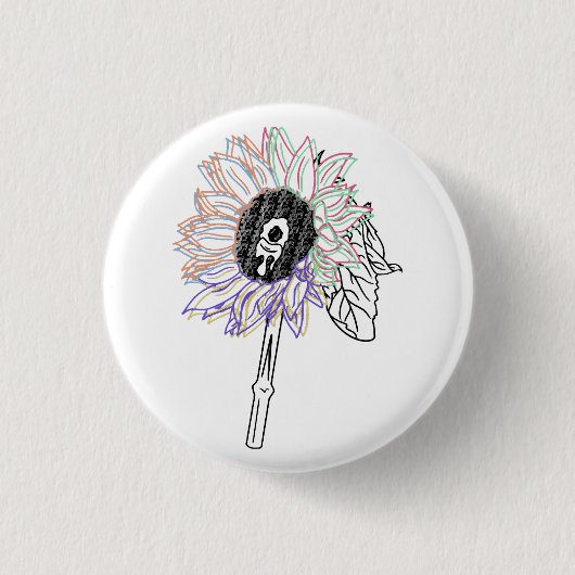 Rainbow Blume Funky Art Button (Vorderseite)