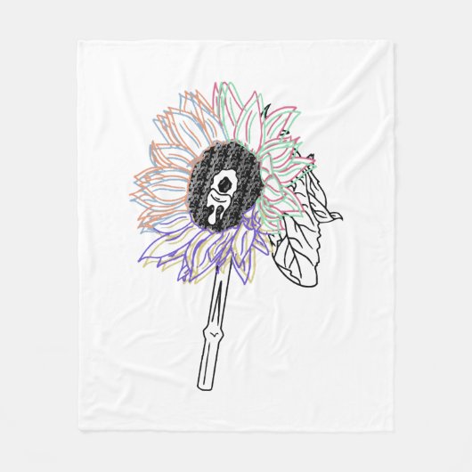 Rainbow Blume Funky Art Fleecedecke (Vorderseite)