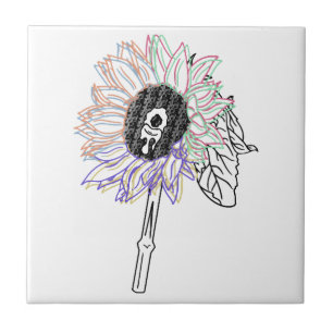 Rainbow Blume Funky Art Fliese