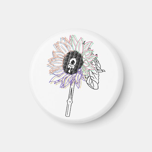 Rainbow Blume Funky Art Magnet (Vorne)