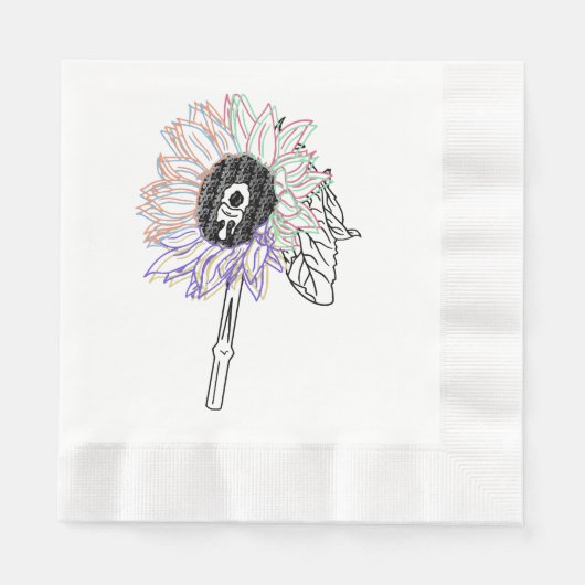 Rainbow Blume Funky Art Serviette (Vorderseite)