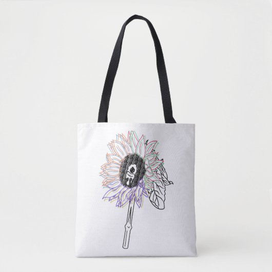 Rainbow Blume Funky Art Tasche (Vorderseite)