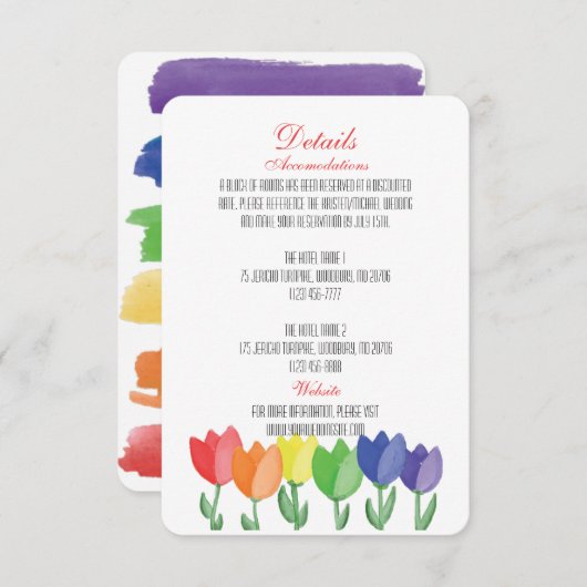 Rainbow BLUME GAY Lesbian DETAILS WEDING Begleitkarte (Vorne/Hinten)
