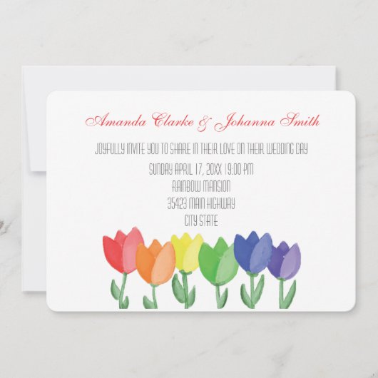 Rainbow BLUME GAY Lesbian Wedding Card Einladung (Vorderseite)