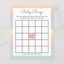 Rainbow-Blume Gender Neutral Baby Shower Bingo
