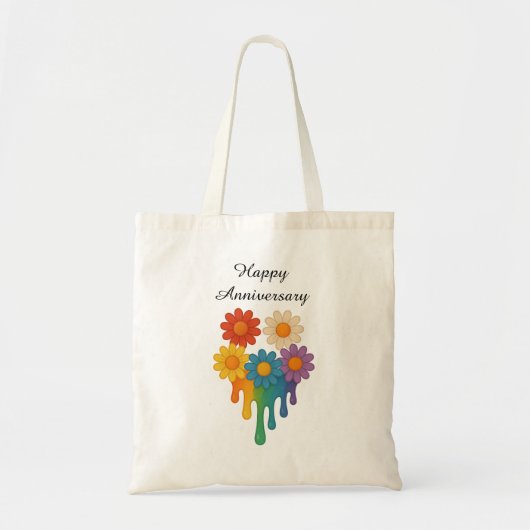 Rainbow Blume Herz - Happy Anniversary Tragetasche (Vorne)