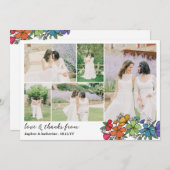 Rainbow Blume Hochzeit Foto Collage Danke (Vorne/Hinten)