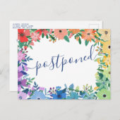 Rainbow-Blume Hochzeit verschoben Ankündigungspostkarte (Vorne/Hinten)