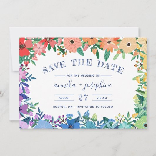 Rainbow-Blume LGBT Wedding Save the Date (Vorderseite)