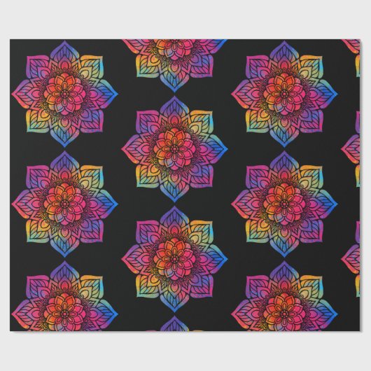 Rainbow Blume Mandala Geschenkpapier (Flach)
