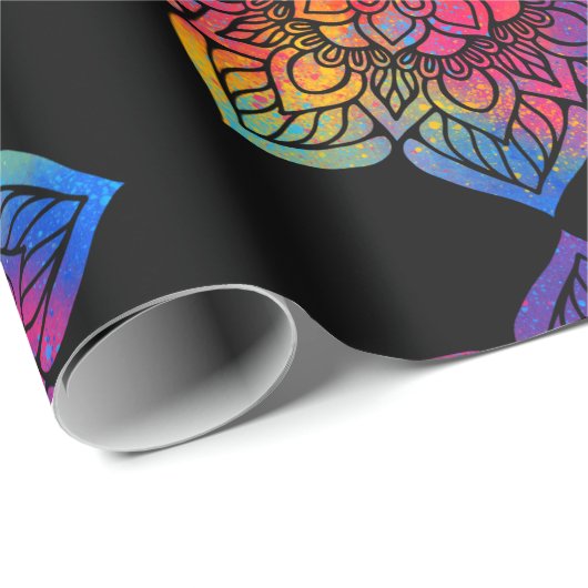 Rainbow Blume Mandala Geschenkpapier (Rolleneckpunkt)