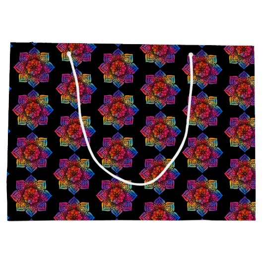 Rainbow Blume Mandala Große Geschenktüte (Rückseite)