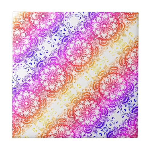 Rainbow Blume Mandala Muster 3 Fliese (Vorderseite)