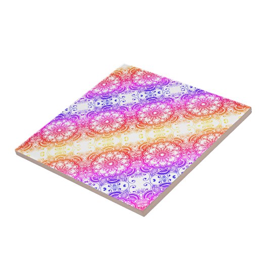 Rainbow Blume Mandala Muster 3 Fliese (Seite)