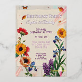 Rainbow-Blume - Modernes Collage Folieneinladung (Vorderseite)