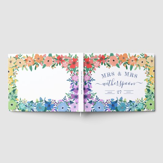 Rainbow Blume Mrs & Mrs. Wedding Guestbook Gästebuch (Voll)